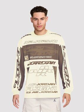 Jordan Nike Mens MVP Printed Longsleeve Archaeo Brown T-Shirt FV7239 XL NEW